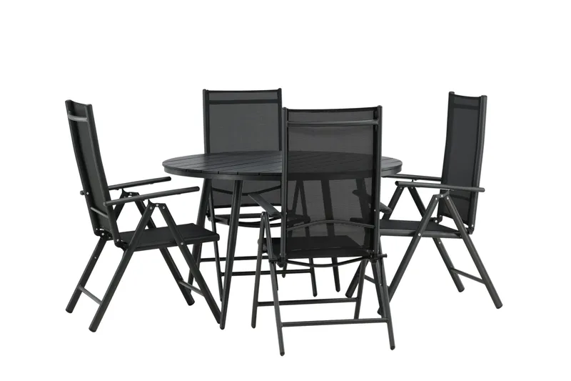 Break Spisegruppe Rund 120cm + 4 Break Positionsstolee, Sort