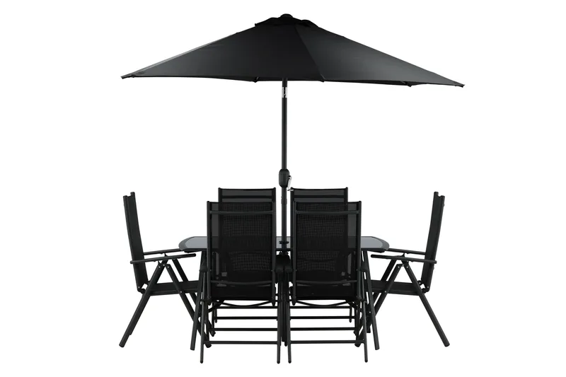 Brekki Spisebordssæt 150cm + 6 Stole, Sort