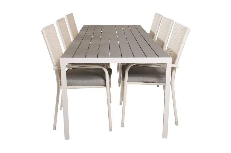 Buitepos Spisebordssæt inkl 6 Ariamab Armstole, Nonwood/Hvid