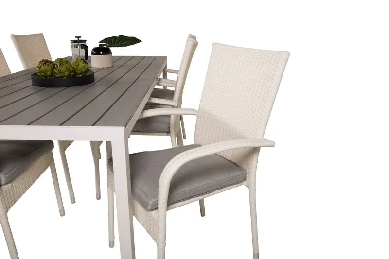 Buitepos Spisebordssæt inkl 6 Ariamab Armstole - Nonwood/Hvid - Havemøbler - Udendørsgruppe - Havesæt
