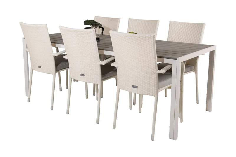 Buitepos Spisebordssæt inkl 6 Ariamab Armstole - Nonwood/Hvid - Havemøbler - Udendørsgruppe - Havesæt