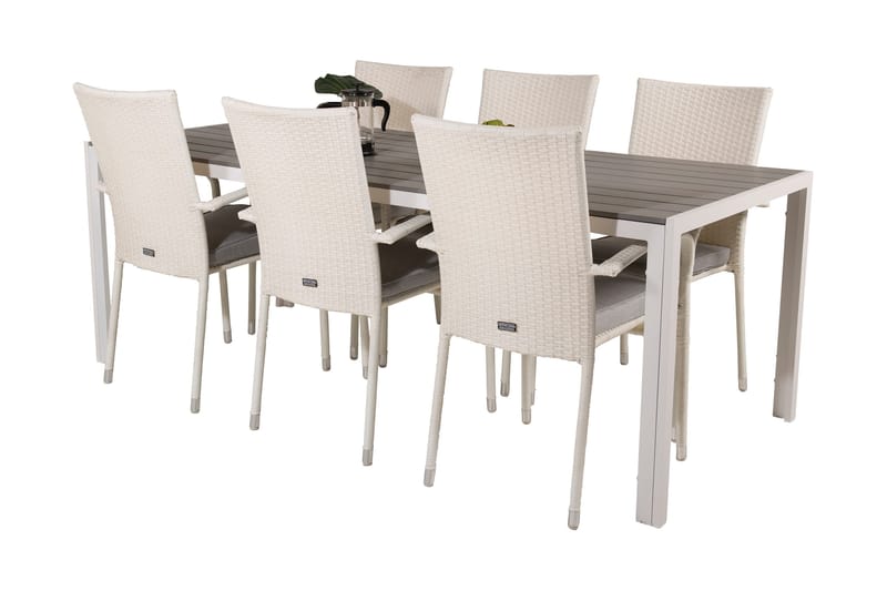 Buitepos Spisebordssæt inkl 6 Ariamab Armstole - Nonwood/Hvid - Havemøbler - Udendørsgruppe - Havesæt