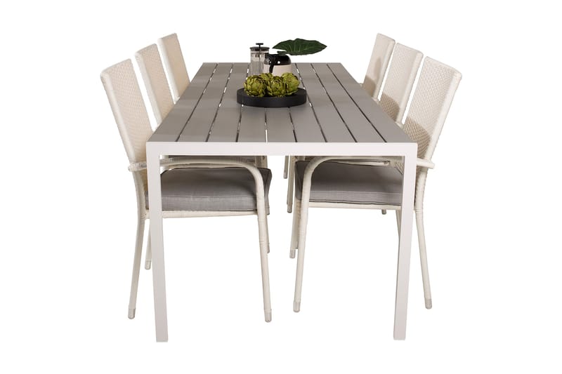Buitepos Spisebordssæt inkl 6 Ariamab Armstole - Nonwood/Hvid - Havemøbler - Udendørsgruppe - Havesæt