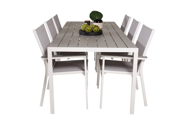 Buitepos Spisebordssæt inkl 6 Mulilo Armstole - Nonwood/Hvid - Havemøbler - Udendørsgruppe - Havesæt