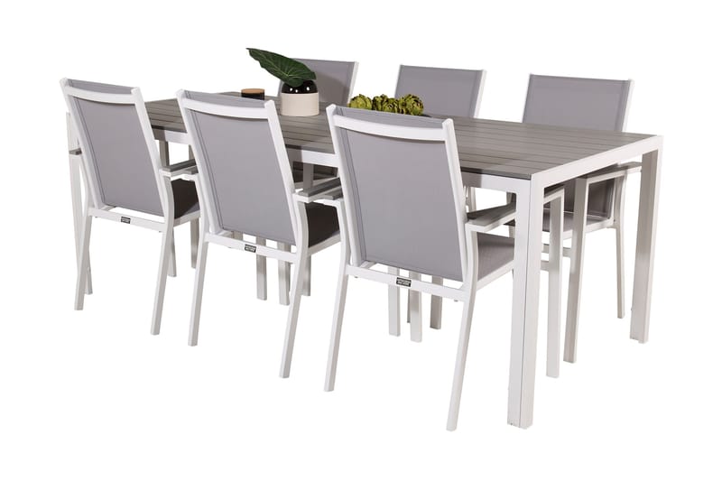 Buitepos Spisebordssæt inkl 6 Mulilo Armstole - Nonwood/Hvid - Havemøbler - Udendørsgruppe - Havesæt