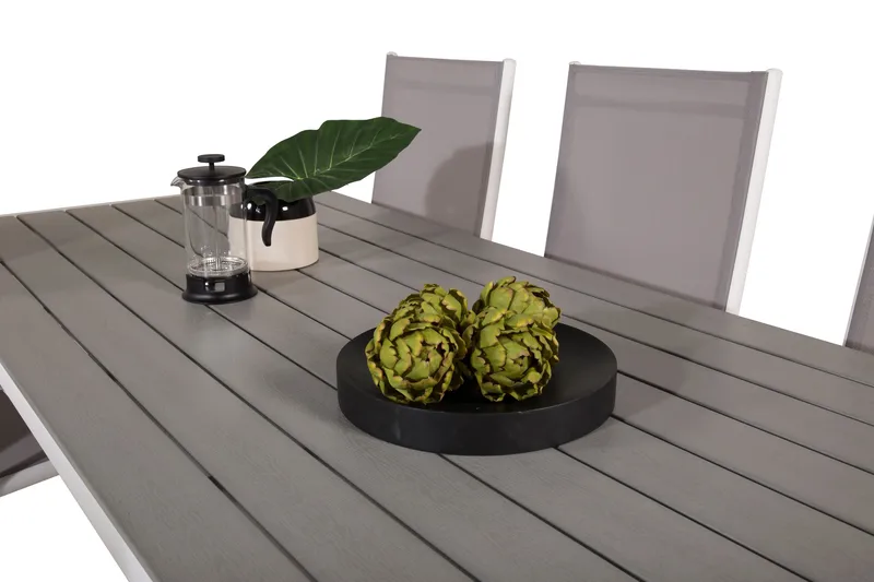 Buitepos Spisebordssæt inkl 6 Positionsstole - Nonwood/Hvid - Havemøbler - Udendørsgruppe - Havesæt