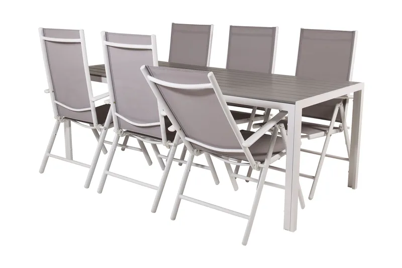 Buitepos Spisebordssæt inkl 6 Positionsstole - Nonwood/Hvid - Havemøbler - Udendørsgruppe - Havesæt