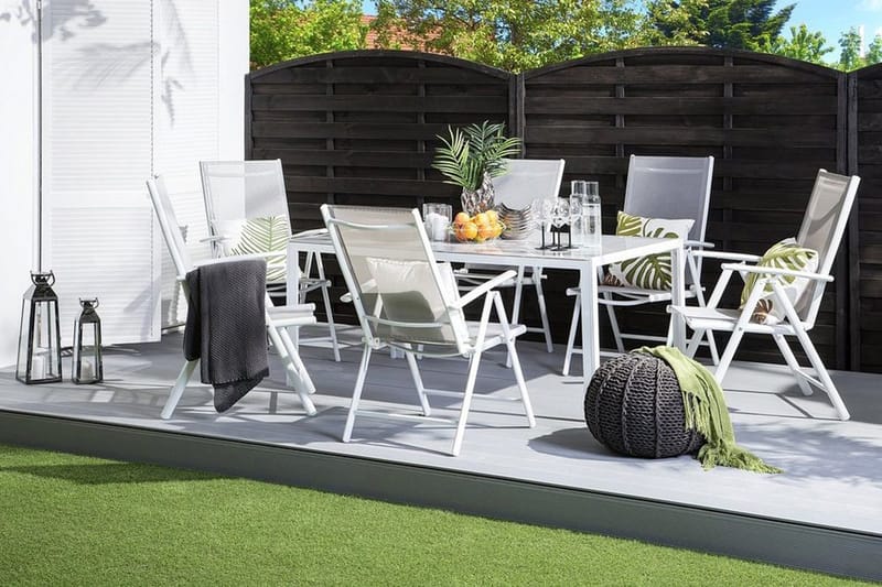 Catania havemøbler med bord + 6 stole, Grå