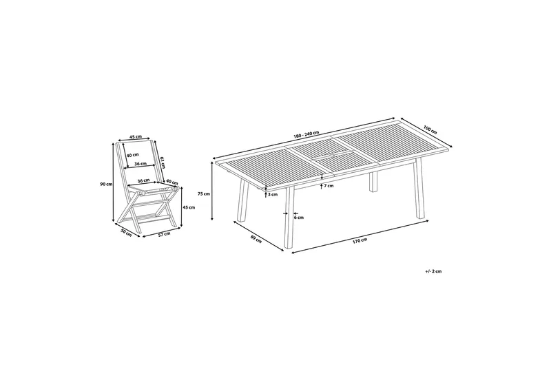 Cesana havemøbler med bord + 8 stole - Træ / natur - Havemøbler - Udendørsgruppe - Havesæt