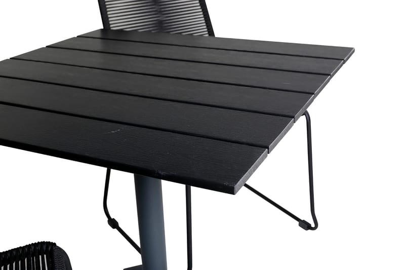 Colorado Spisebordssæt 70cm + 2 Lindos Stabelbare stole - Sort - Havemøbler - Udendørsgruppe - Havesæt
