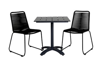Colorado Spisebordssæt 70cm + 2 Lindos Stabelbare stole - Sort - Havemøbler - Udendørsgruppe - Havesæt