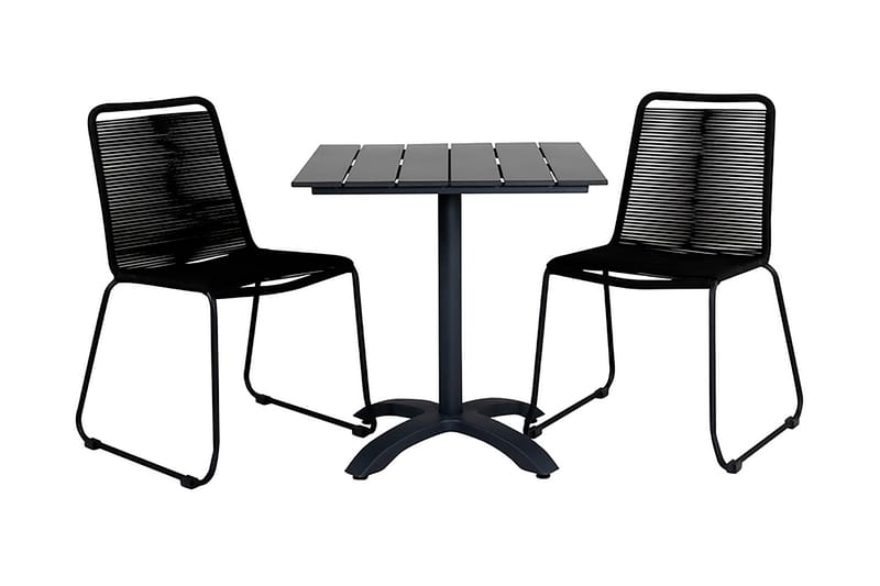 Colorado Spisebordssæt 70cm + 2 Lindos Stabelbare stole - Sort - Havemøbler - Udendørsgruppe - Havesæt