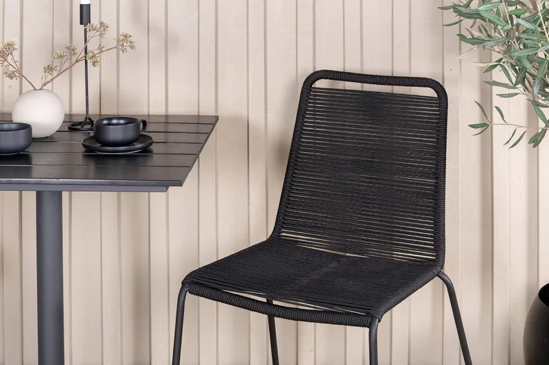 Colorado Spisebordssæt 70cm + 2 Lindos Stabelbare stole - Sort - Havemøbler - Udendørsgruppe - Havesæt
