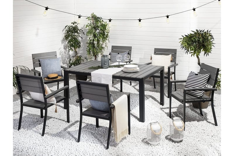 Como havemøbler med bord + 6 stole, Grå