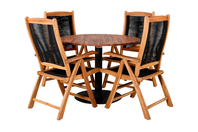 Cot Spisebordssæt Ø100cm + 4 Peter Positionsstole Sort/Grå - Venture Home - Havesæt