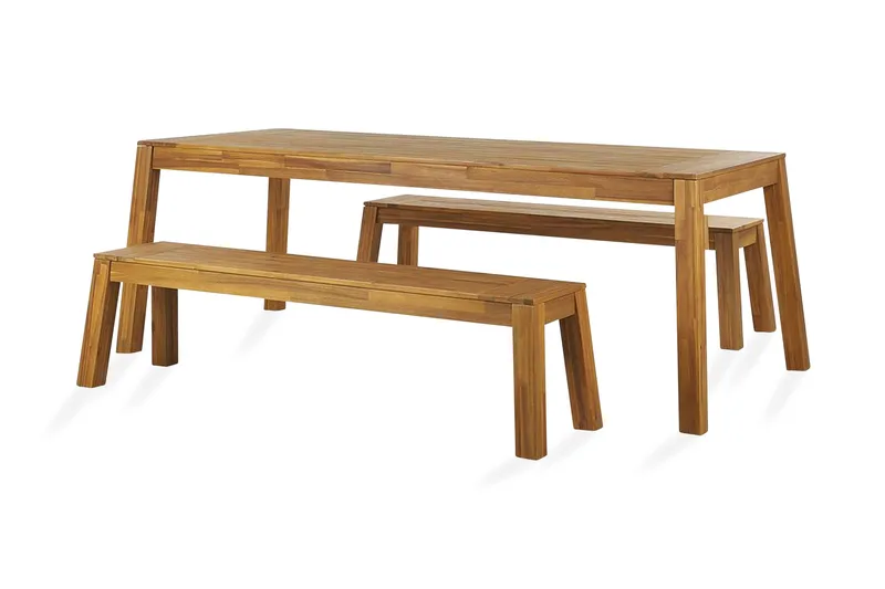 Coteto Spisebordssæt 225 cm + 2 Bænke, Akacie