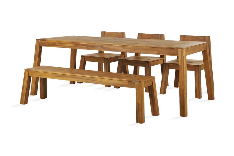 Coteto Spisebordssæt 225 cm + 3 Stole + Bænk, Akacie
