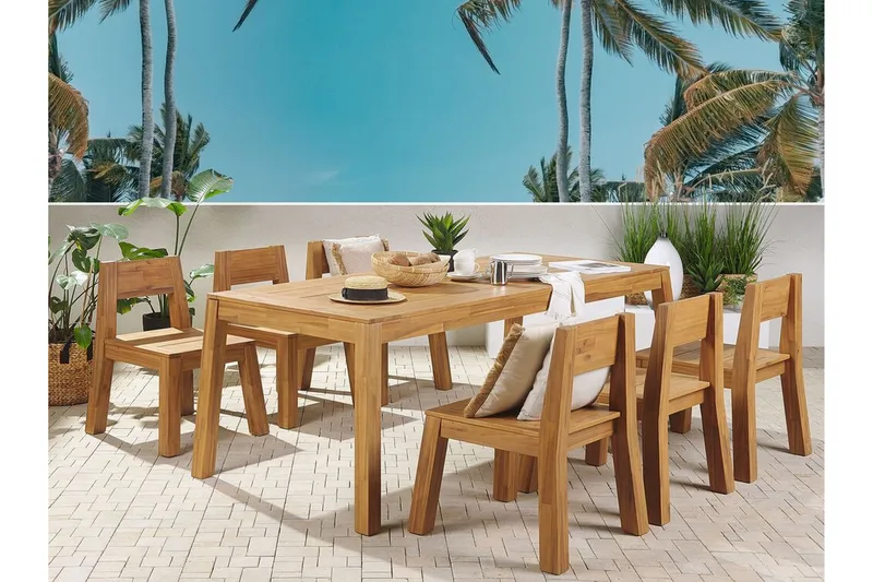 Coteto Spisebordssæt 225 cm + 6 Stole - Akacie - Havemøbler - Udendørsgruppe - Havesæt