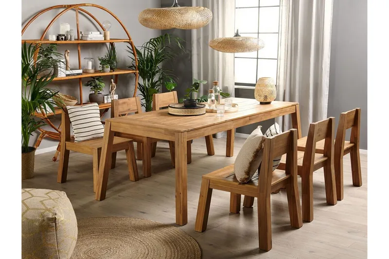 Coteto Spisebordssæt 225 cm + 6 Stole - Akacie - Havemøbler - Udendørsgruppe - Havesæt