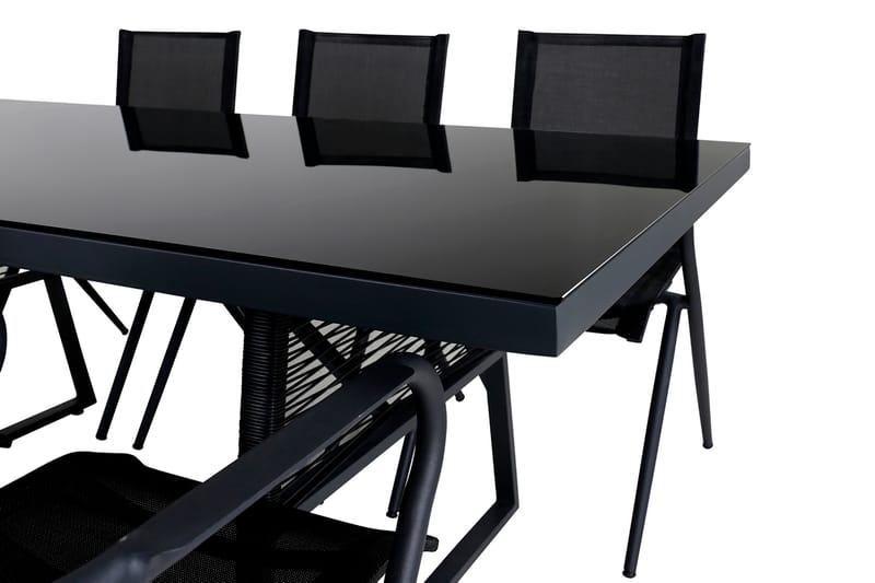Dallas Spisebordssæt 193cm + 6 Alina Stole Sort/Grå - Venture Home - Havesæt