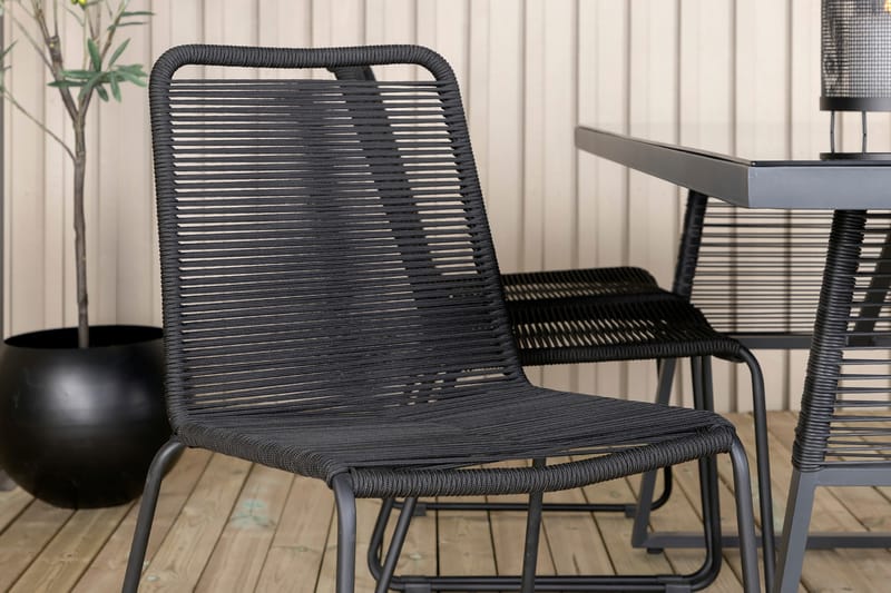 Dallas Spisebordssæt 193cm + 6 Lindos Stabelbare stole Sort/ - Venture Home - Havesæt