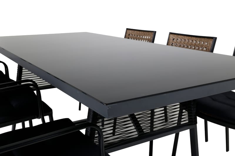 Dallas Spisebordssæt 193cm + 6 Paola Stole Sort - Venture Home - Havesæt