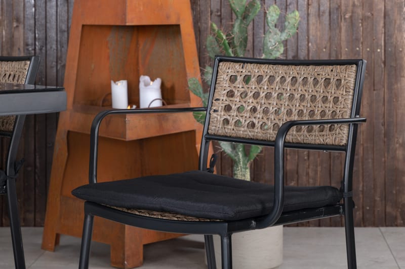 Dallas Spisebordssæt 193cm + 6 Paola Stole - Sort - Havemøbler - Udendørsgruppe - Havesæt