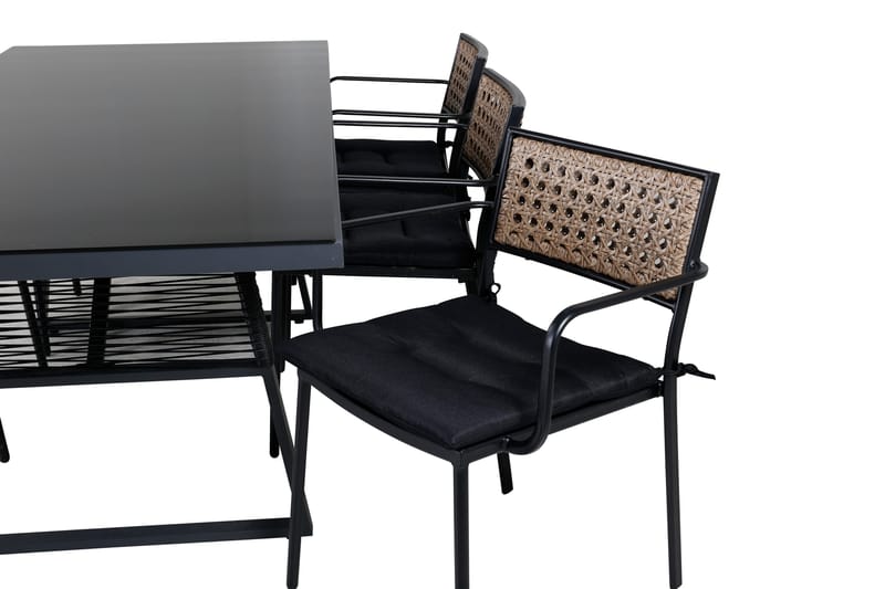 Dallas Spisebordssæt 193cm + 6 Paola Stole - Sort - Havemøbler - Udendørsgruppe - Havesæt