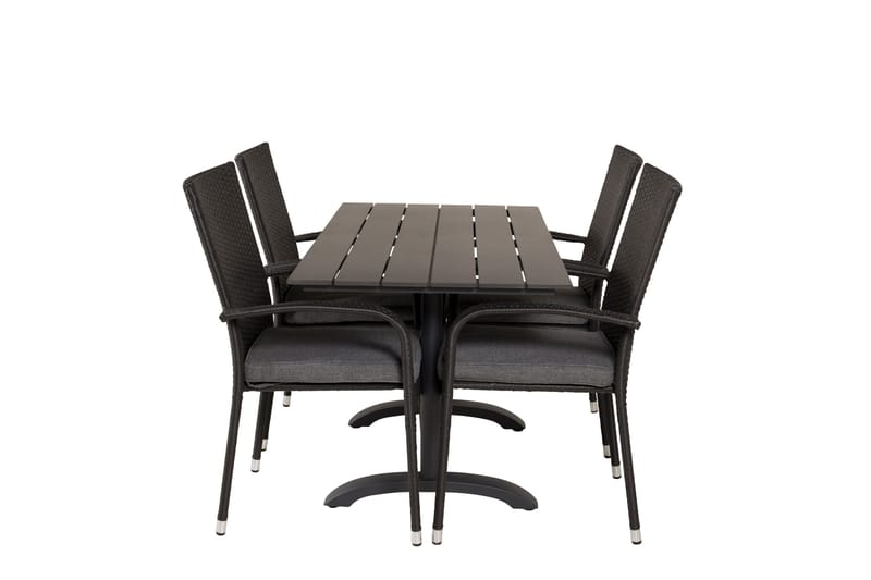 Denver Spisebordssæt 120 cm + 4 Anna Armstole, Sort