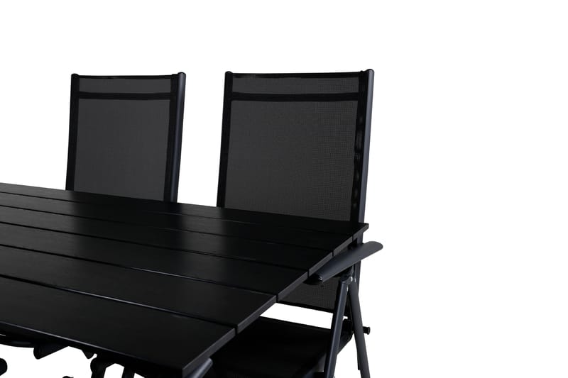 Denver Spisebordssæt 120cm + 4 Break Positionsstole Sort - Venture Home - Havemøbler - Udendørsgruppe - Havesæt