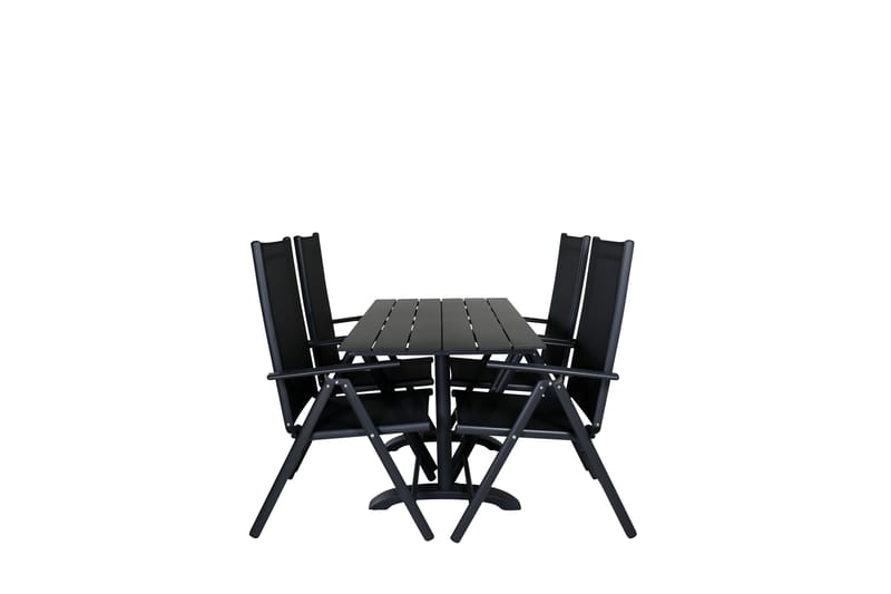 Denver Spisebordssæt 120cm + 4 Break Positionsstole Sort - Venture Home - Havemøbler - Udendørsgruppe - Havesæt