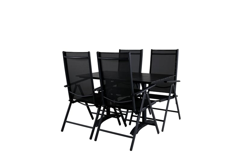 Denver Spisebordssæt 120cm + 4 Break Positionsstole Sort - Venture Home - Havemøbler - Udendørsgruppe - Havesæt