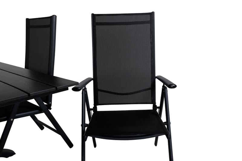 Denver Spisebordssæt 120cm + 4 Break Positionsstole Sort - Venture Home - Havemøbler - Udendørsgruppe - Havesæt