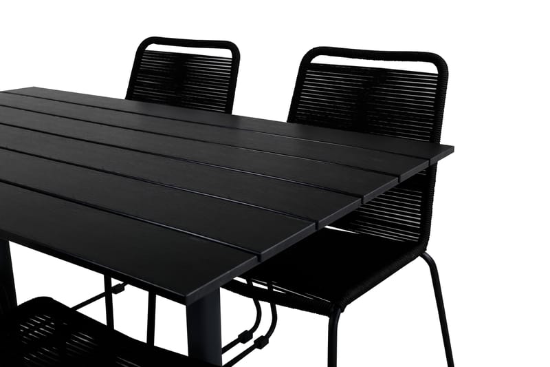 Denver Spisebordssæt 120cm + 4 Lindos Stabelbare stole Hvid - Venture Home - Havesæt