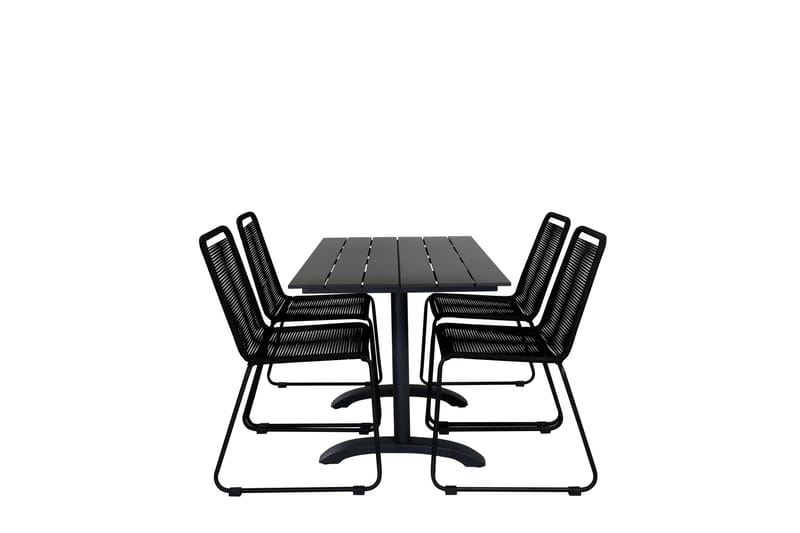 Denver Spisebordssæt 120cm + 4 Lindos Stabelbare stole Hvid - Venture Home - Havesæt