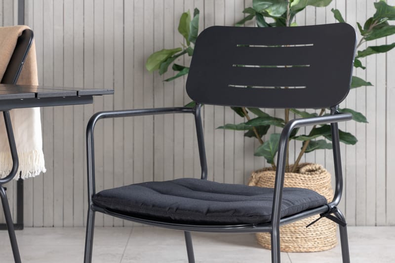 Denver Spisebordssæt 120cm + 4 Nicke Stole - Sort - Havemøbler - Udendørsgruppe - Havesæt