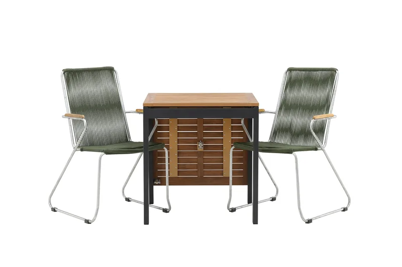 Diego Spisegruppe 70 cm + 2 Bois Armlænsstole, Grøn/Brun