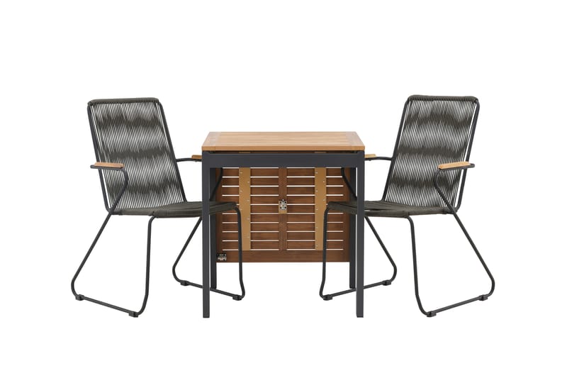 Diego Spisegruppe 70 cm + 2 Bois Armlænsstole, Sort/Brun