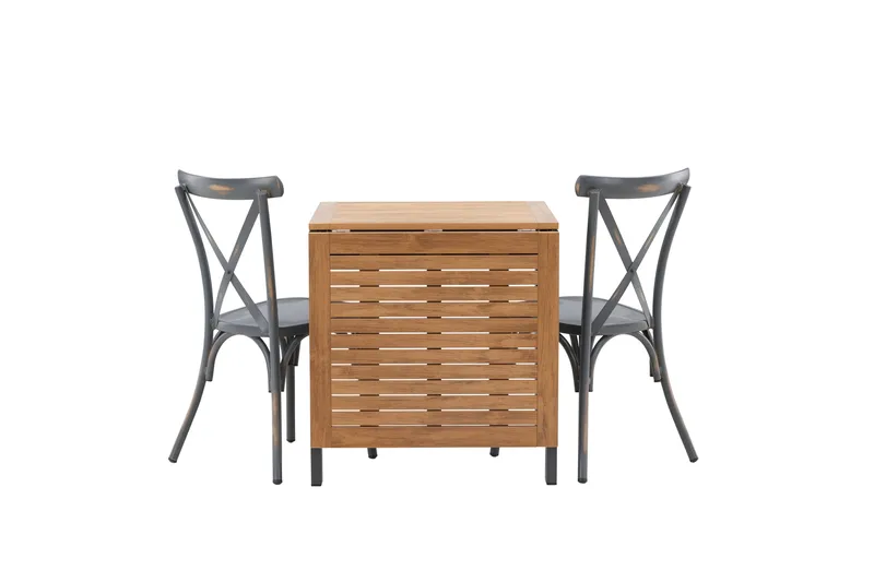 Diego Spisegruppe 70 cm + 2 Tablas Spisestole - Brun/Mørkegrå - Havemøbler - Udendørsgruppe - Havesæt
