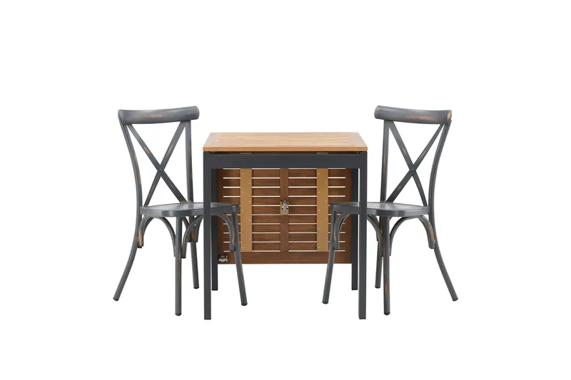 Diego Spisegruppe 70 cm + 2 Tablas Spisestole, Brun/Mørkegrå