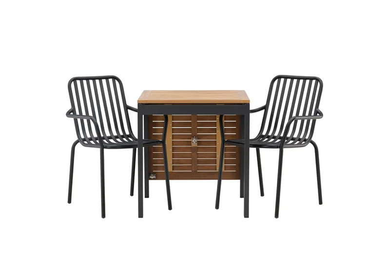 Diego Spisegruppe 70 cm + 2 Peking Armlænsstole, Sort/Brun