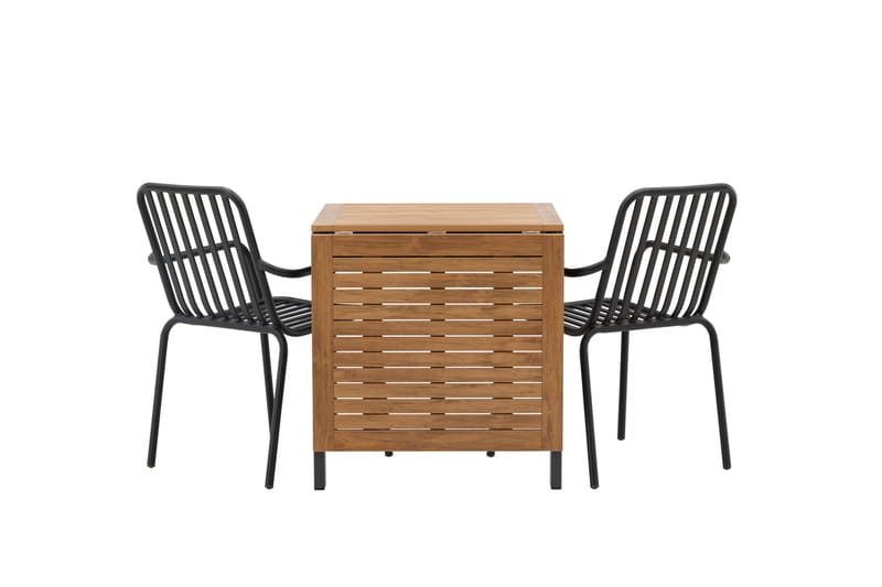 Diego Spisegruppe 70 cm + 2 Peking Armlænsstole - Sort/Brun - Havemøbler - Udendørsgruppe - Havesæt