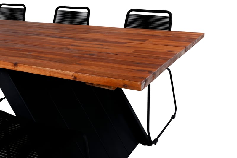 Doory Spisebordssæt 250cm + 6 Lindos Stabelbare stole Sort - Venture Home - Havesæt
