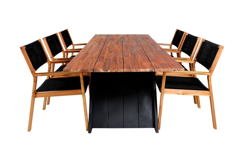 Doory Spisebordssæt 250cm + 6 Little Stole Sort/Grå - Venture Home - Havesæt