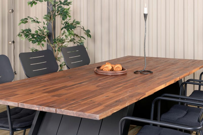 Doory Spisebordssæt 250cm + 6 Nicke Stole Brun/Hvid - Venture Home - Havesæt