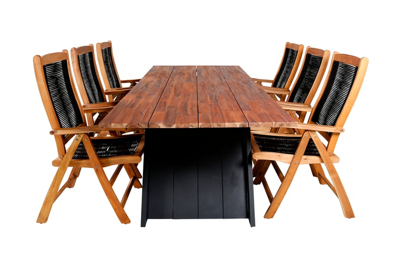 Doory Spisebordssæt 250cm + 6 Peter Positionsstole Sort/Grå - Venture Home - Havesæt