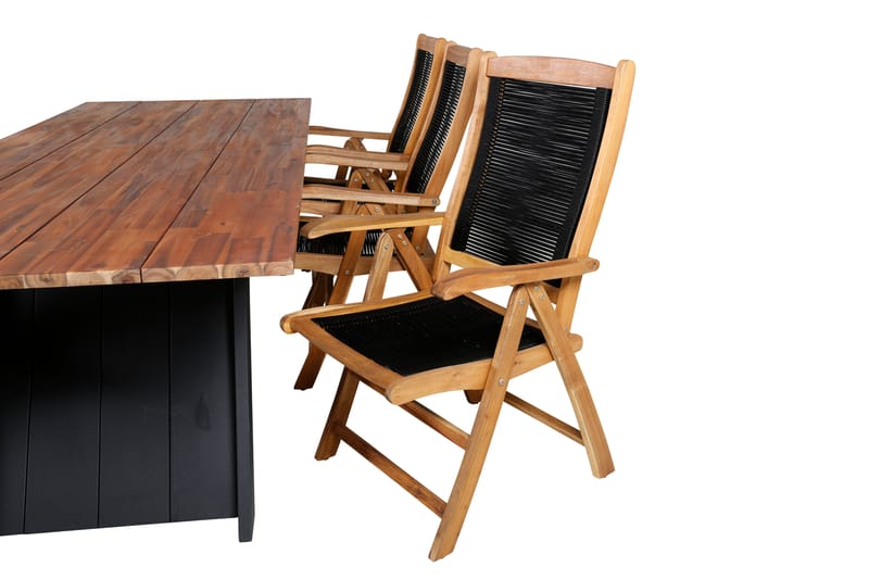 Doory Spisebordssæt 250cm + 6 Peter Positionsstole Sort/Grå - Venture Home - Havesæt