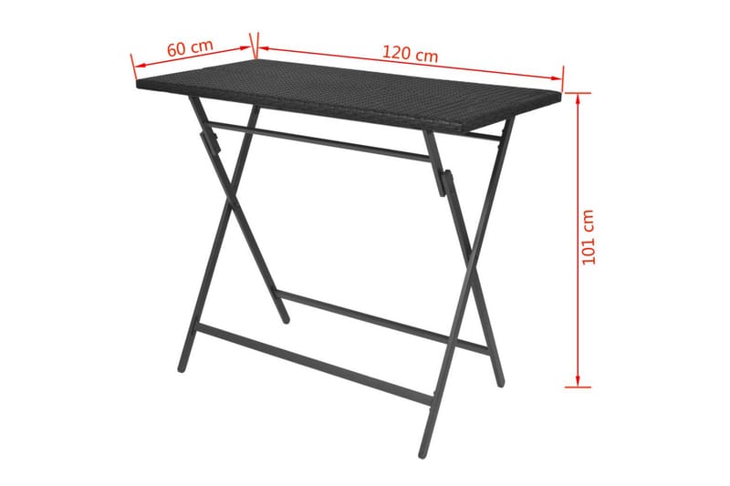 Foldbart Udendørs Spisebordssæt 7 Dele Stål Polyrattan Sort - Sort - Havesæt