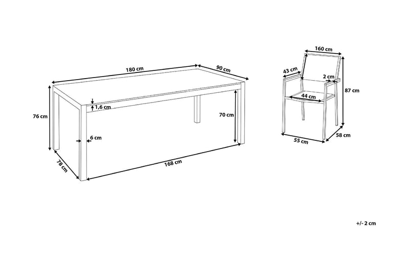 Grosseto havemøbler med bord + 6 stole - Sort - Havemøbler - Udendørsgruppe - Havesæt