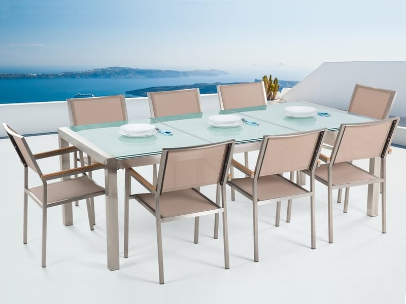 Grosseto havemøbler med bord + 8 stole - Beige - Havesæt